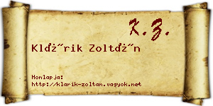 Klárik Zoltán névjegykártya