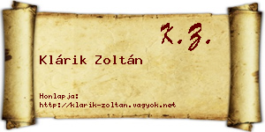 Klárik Zoltán névjegykártya